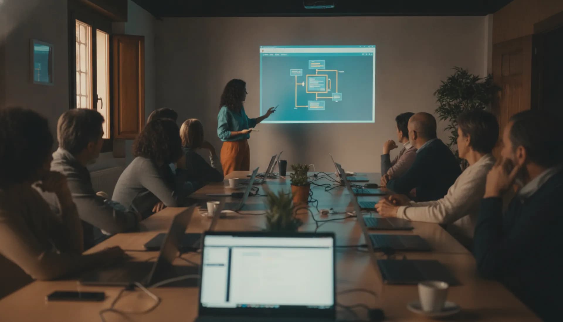 Taller de competencias digitales con una formadora y alumnos adultos